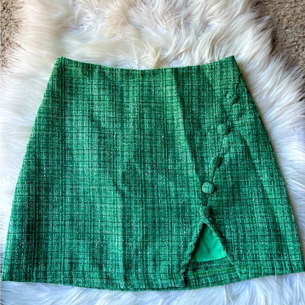 Green Tweed Skirt